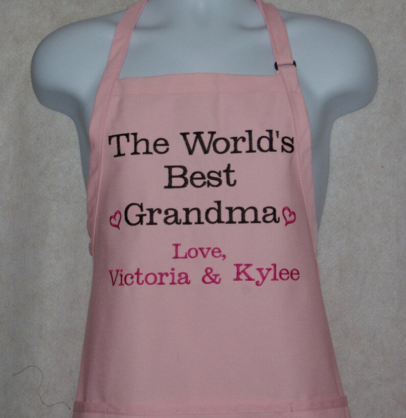 World Best Grandma Apron Custom Personalized Grandparent Etsy