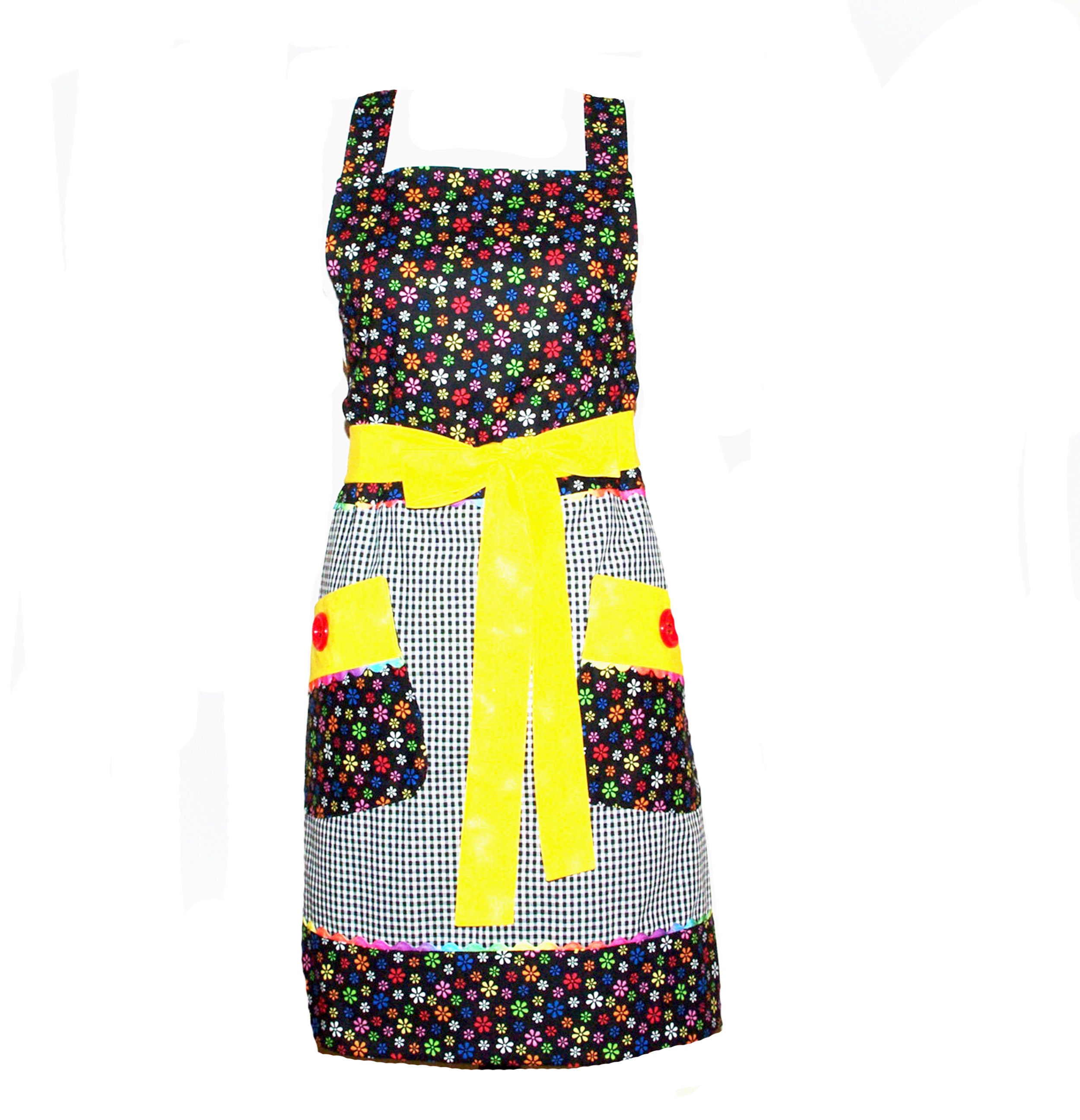 Black Ladies Apron, Beautiful Floral, Unusual Trendy, Custom Personalize Birthday, Mothers Day Gift, With Name, Wife, AGFT 159