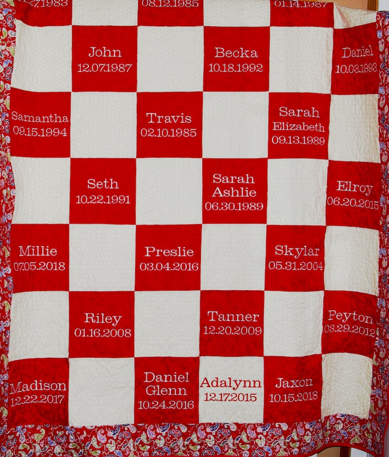 Family Tree Quilt Personalized Grandkids Names Birthdates Etsy