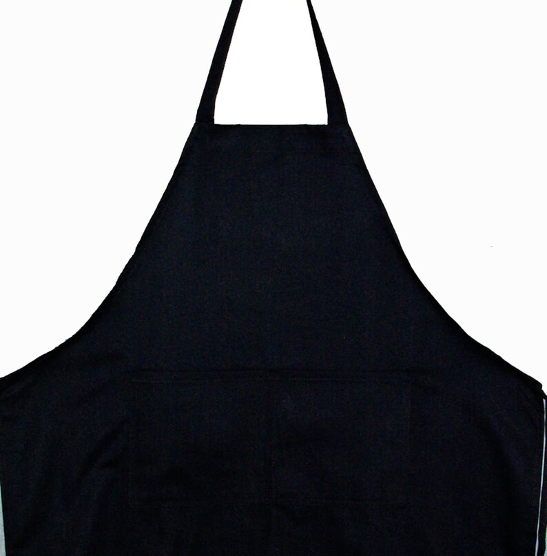 May include: A black apron with adjustable straps and a large pocket. The apron is made of a durable, water-resistant fabric.