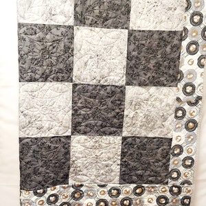 Family Tree Quilt, Custom 50 Anniversary Gift, For Grandparent, Parent, Embroidered, Personalize Throw With 32 Family Member Names, AGFT 171 Gray and Light Gray