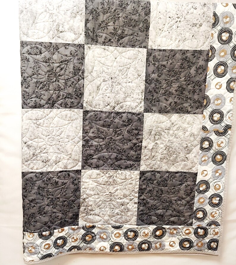 Family Tree Quilt, Custom 50 Anniversary Gift, For Grandparent, Parent, Embroidered, Personalize Throw With 32 Family Member Names, AGFT 171 Gray and Light Gray
