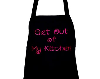 Get Out of My Kitchen Apron, Custom Funny Cooking Chef, Gift, Personalized With Name, Mom, Wife, Dad, Boss, Chef, Boyfriend, Sis,  AGFT 094