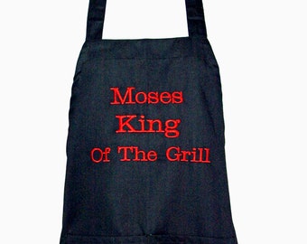 Grill King Apron, Personalize With Name, Boss, Custom Birthday, Grandparent Gift, Husband, Friend, Grilling, Cotton Anniversary,  AGFT 564