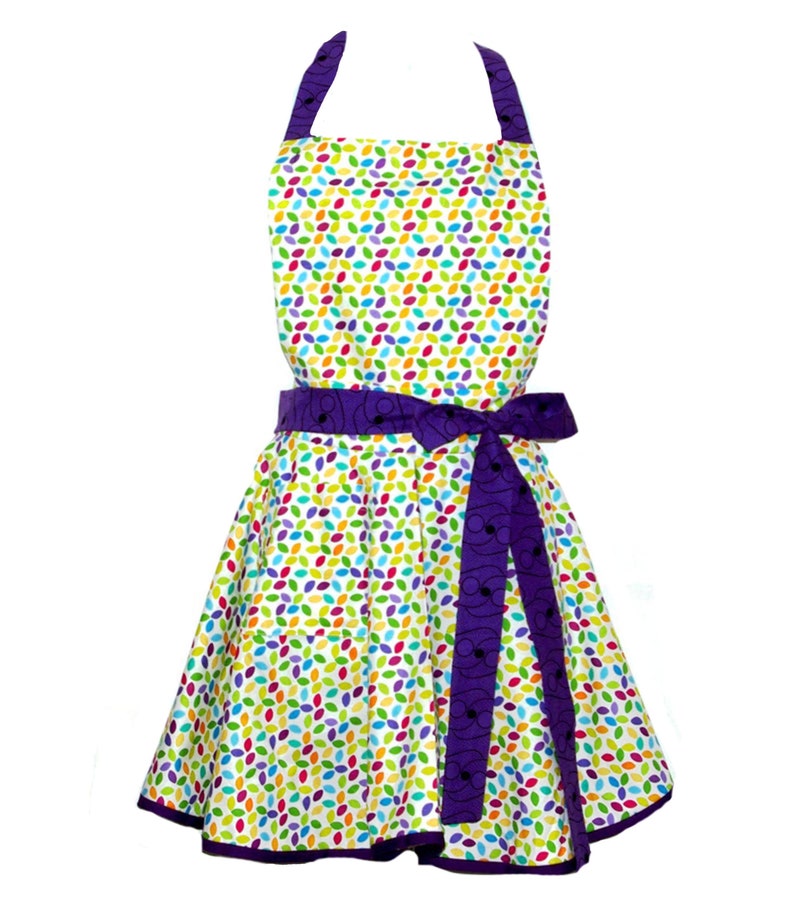 Purple Apron, Ladies Custom Personalize Birthday Gift With Name, Wife, Sister, Girlfriend, Pocket, Twirly Skirt Style, Ships TODAY, AGFT 328 image 1