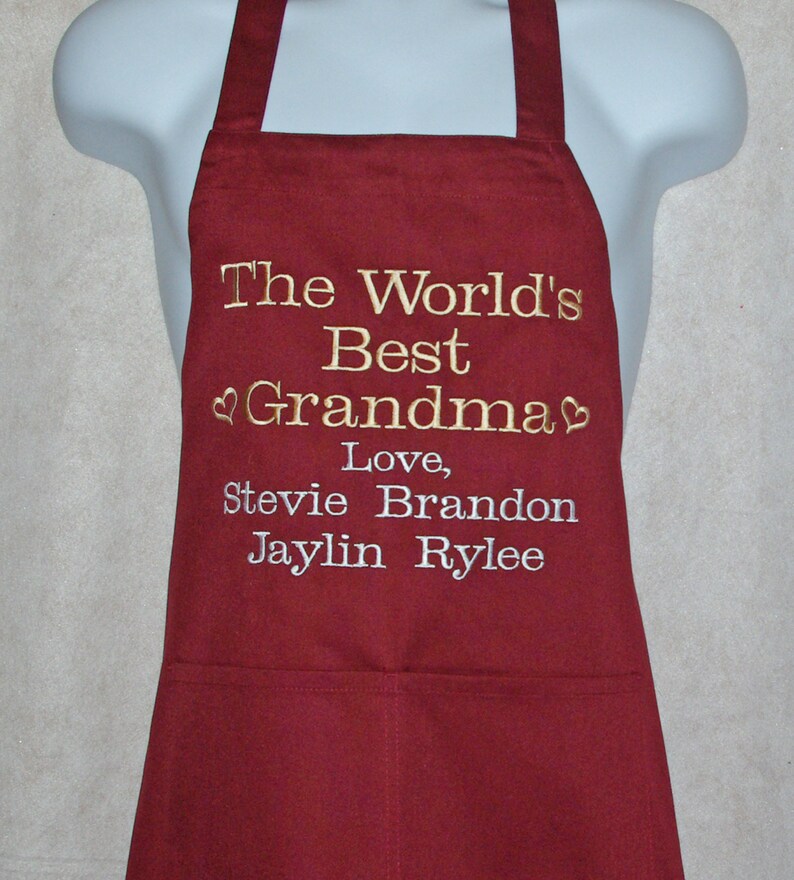 Worlds Best Grandma Apron Custom Personalized Grandparent Etsy