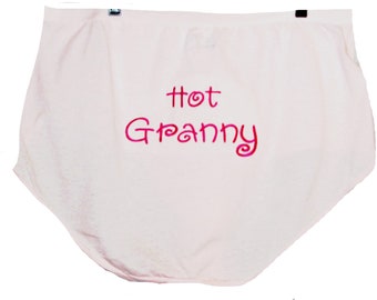 Hot Granny Panties, Funny Custom Gag Gift Exchange Baby Shower, Grandma, Nana, Mawmaw, Big Large Size Cotton Anniversary, AGFT 055