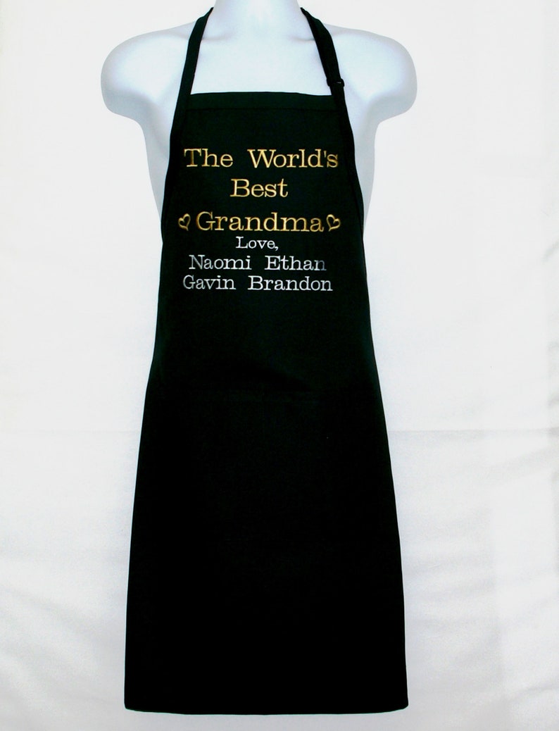 Worlds Best Grandma Apron Custom Personalized Grandparent Etsy