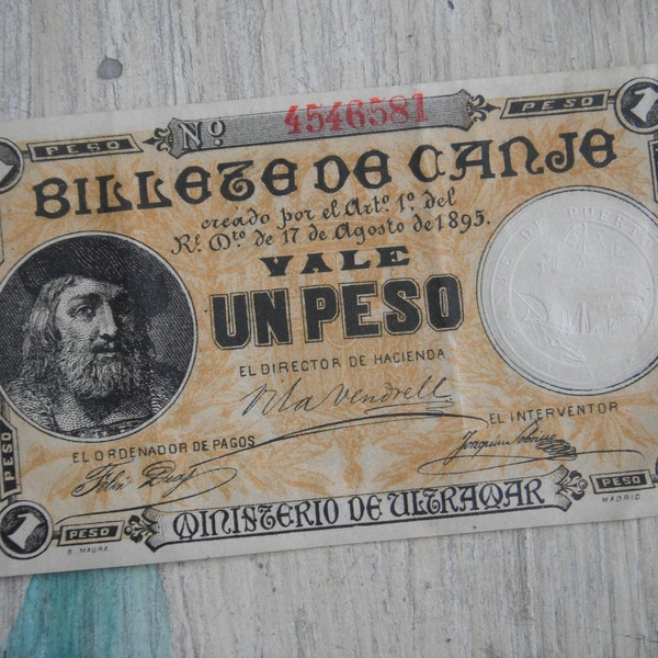 Spanish Ticket Swap 1895 Ministerio De Ultarmar. Puerto Rico..