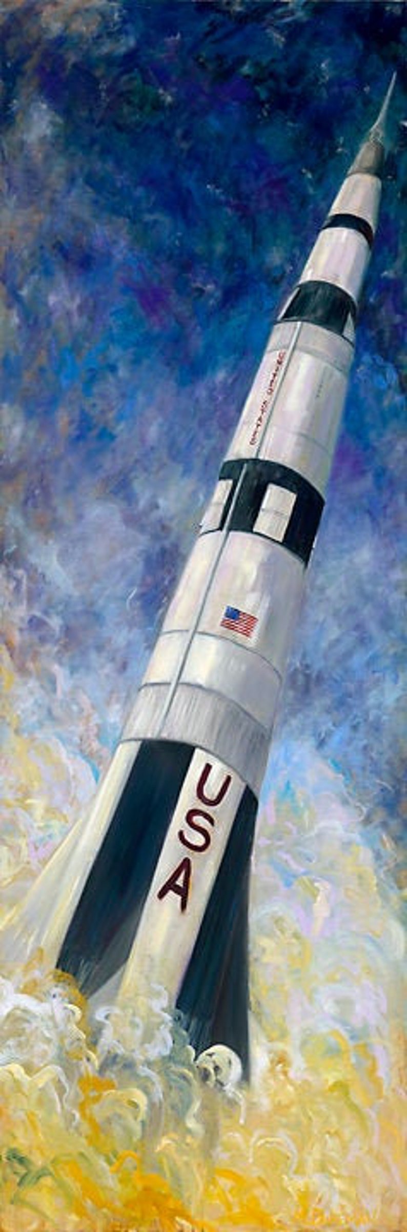 Saturn V Rocket, Apollo 11, NASA, 50th Anniversary of Moon Landing, Space, Mars, Aerospace, Man Cave, Gravity, Planets, American Flag, USA image 1