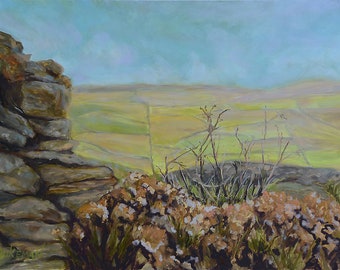 Holding on Til Tomorrow, Stone Wall, Weeds, Plants, Ireland, Rock Wall, Patchwork Fields, Blue Sky, Margaret Dukeman, Irish Ancestors