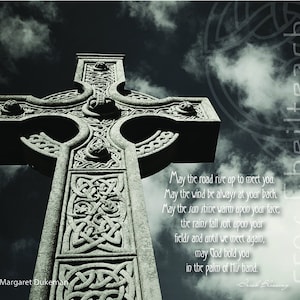 Celtic Cross on Inishmore, Aran Island with Irish Proverb