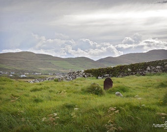 St Patricks Day, March, Allihies, Ireland, Caha Mountains, Cemetery, Peaceful, Weeds, Big Sky, Stacked Stones Wall, Countryside