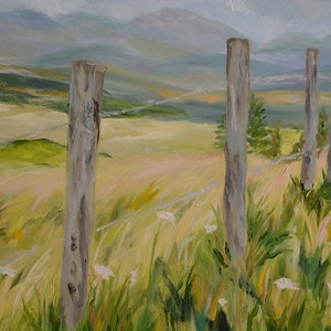 Counting the Fence Posts Home, Mountain Range, Ireland, Gray Day, Grasses, Irish Countryside, Wire, Farming, Windy Weather, Margaret Dukeman image 2