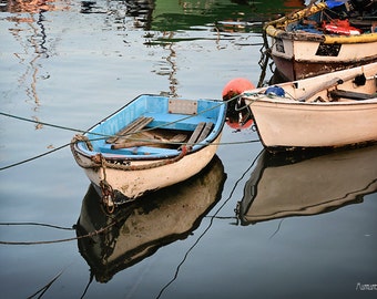 St Patricks Day, March, Fishing Boats, Reflections, Ropes, Ireland, Irish Sea, Cobh, Cork City, County Cork, Margaret Dukeman, Blue, Yellow