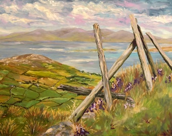 Cahirkeem Cross, Eyeries, Urhan, Cluin Ct, From Cork to Kerry, Fence Posts, Irish Landscape, Coulagh Bay, Kilcatherine, Margaret Dukeman Art