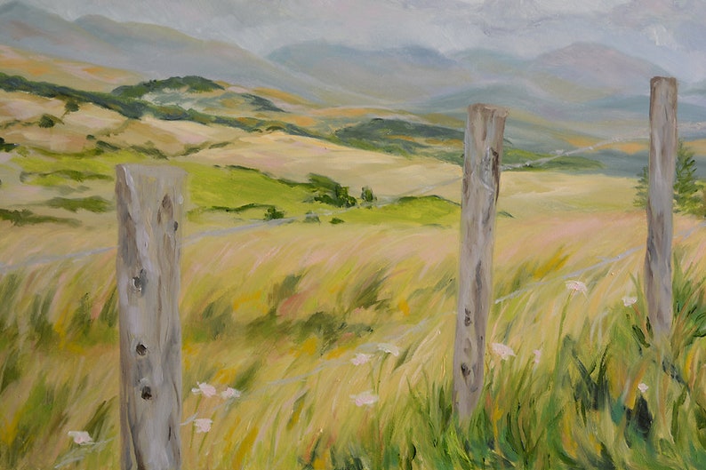 Counting the Fence Posts Home, Mountain Range, Ireland, Gray Day, Grasses, Irish Countryside, Wire, Farming, Windy Weather, Margaret Dukeman image 3