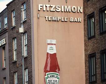 St Patricks Day, March, Ireland, Irish Labels are for Jars, Heinz Ketchup, Temple Bar Dublin Grafton Street Trinity College River Liffey