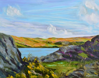 Connemara Summer, Hillside, Mountain, Ireland, County Mayo, Landscape, Irish Sea, Water, Big Sky, Flowers, Margaret Dukeman, Fine Art