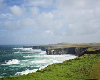 Ireland, Irish, Celtic,  Loop Head Peninsula, West Clare, Turquoise, Cliff, Greens, Wild Atlantic Way, Green, Fine Art Photography, Sofa Art