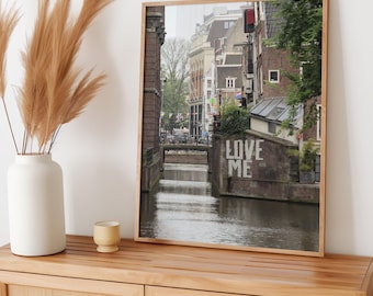 Fotografia do Canal de Amsterdã: Arte de parede "Love Me" (download digital)