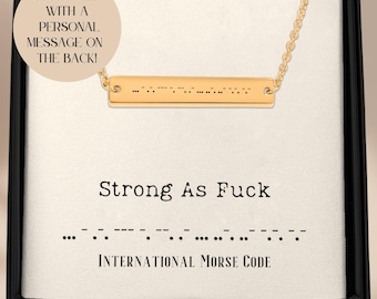 Personalized Strong AF Morse Code Necklace: Inspirational Survivor Gift