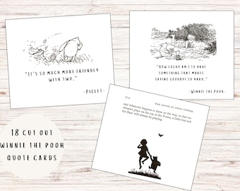 Winnie the Pooh Quote Cards Lunchbox Notes A.A. Milne Illustrations Vintage Junk Journal (Printable PDF Download)