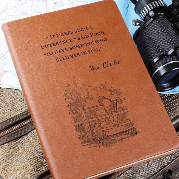 Gepersonaliseerd 'Difference Maker'-dagboek - Een persoonlijk cadeau voor leraren en coaches - Een mentornotitieboek - Een citaat van A.A. Milne - Klassieke Winnie de Pooh