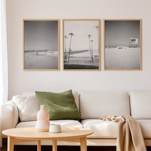 120mm Black White Film Set California Beach Surfer-San Clemente Pier-Triple Print Bundle-Cali Long Beach-Printable Wall Art-SoCal Beach Art