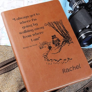 Winnie the Pooh Gift-Personalized Leather Journal for Her-Winnie the Pooh Quote-A.A. Milne- Positivity Journal-Best Friend Gift-Student Gift