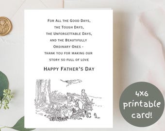 Heartfelt Father's Day Card for Him - Classic Pooh Bear -These Are The Days Thank You Husband (Printable Card)