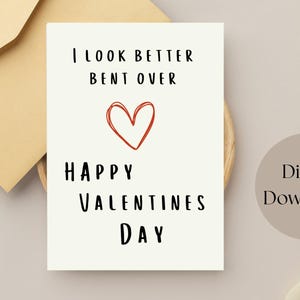 Tarjeta de San Valentín divertida y madura para él: tarjeta "Bend Me Over" para él: tarjeta de San Valentín sucia para él: tarjeta para esposo: tarjeta para novio: tarjeta de San Valentín obscena