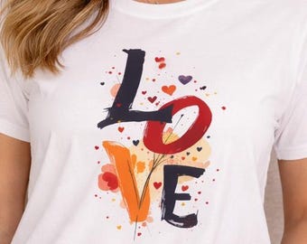 LOVE Graphic Shirt Women, Valentine Love Shirt, Cute Heart Graphic Tee, Romantic Gift Shirt, Trendy Love T Shirt, Aesthetic Love Tee