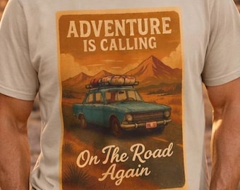 Adventure Is Calling Road Trip Shirt, Vintage Mountain Travel T-Shirt, Retro Wanderlust Graphic Tee