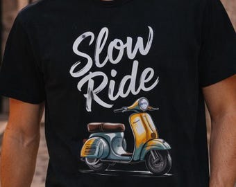 Slow Ride Scooter Shirt for Travel Lovers, Italy Vacation Graphic T-Shirt, Retro Vespa Tee