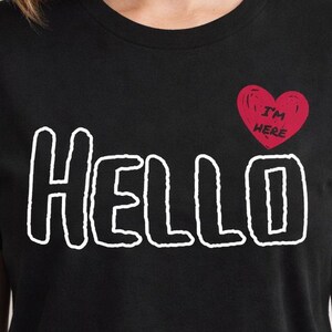 Hello Heart Graphic Tee: Minimalist Casual Statement Shirt