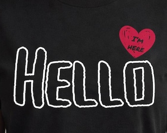 Hello Shirt Cute Heart Shirt Minimal Graphic Tee Aesthetic T Shirt Funny Greeting Shirt Casual Cute Tee Trendy Gift Idea