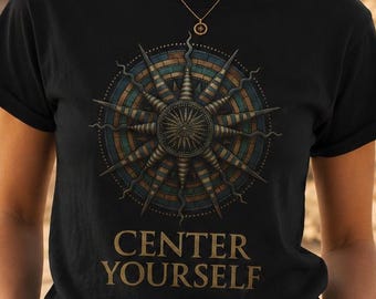 Spiritual Compass Tee: Center Yourself Meditation Shirt, Boho Mystic Graphic Tee