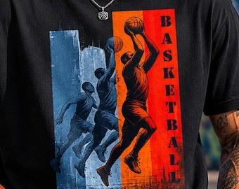 Retro Basketball Shirt Vintage Sports Tee Basketball Lover Gift Streetwear Graphic Tee Unisex Gildan 5000