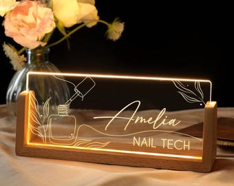 Personalized Nail Artist Desk Name Plate, Nail Tech Gift, Nail Stylist Gift, Nail Salon Decoration, Nail Lady Gift Christmas, Desk Name Sign