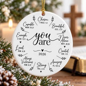 Inspirational Bible Verse Ceramic Ornament, Scripture Encouragement Keepsake, Christian Faith Gift