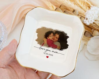 Personalized Photo Mother of The Bride Jewelry Dish, Mother of The Groom Jewelry Tray, Mom Jewelry Plate, Wedding Gift For Mom from Bride
