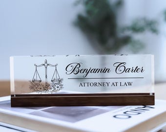 Personalized Lawyer Desk Name Plate, JD Judge Name Sign, Lawyer Gift, Law Student Gift, Attorney Gifts, Graduation Gift, Desk Office Decor