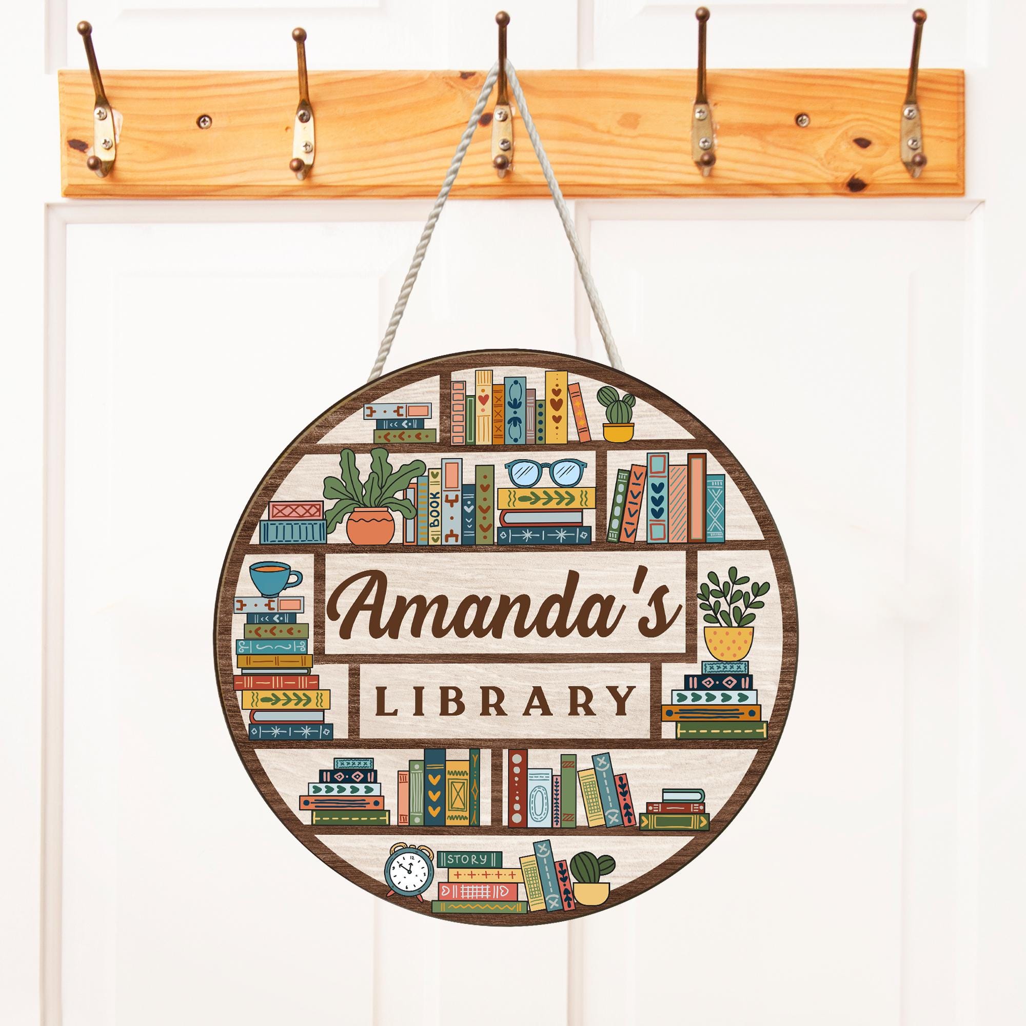 Custom Library Door Sign, Bookshelf Sign, Librarian Door Hanger ...