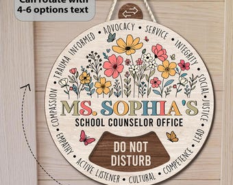 Personalized School Counselor Door Sign, Custom Rotating Sign for School Counselor, Psychologist Sign Gift, Welcome Office Decor Door Hanger