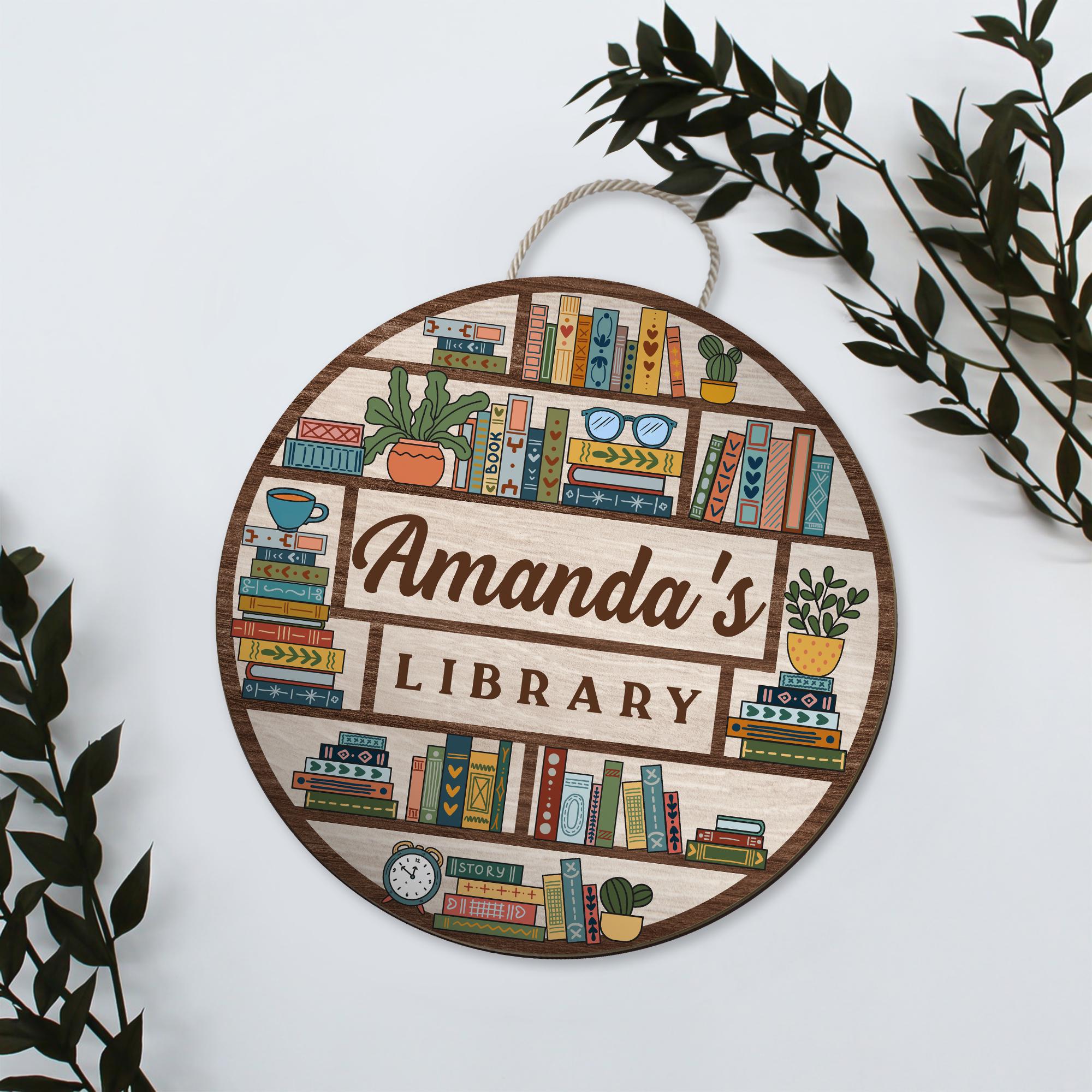 Custom Library Door Sign, Bookshelf Sign, Librarian Door Hanger ...