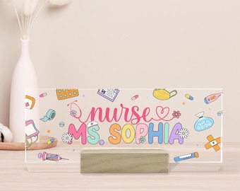 Personalized School Nurse Desk Name Plate, Custom Nurse Desk Name Plaque, School Nurse Appreciation Gift, Office Decor,Nurse Graduation Gift