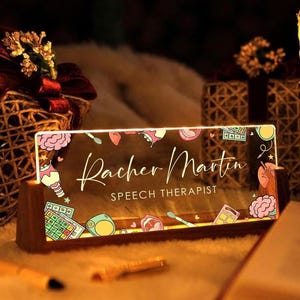 Personalized Speech Therapist Desk Name Plate, Name Sign Gift For Speech Language Teacher, Slp Gifts, Speech Therapy Classroom Decor
