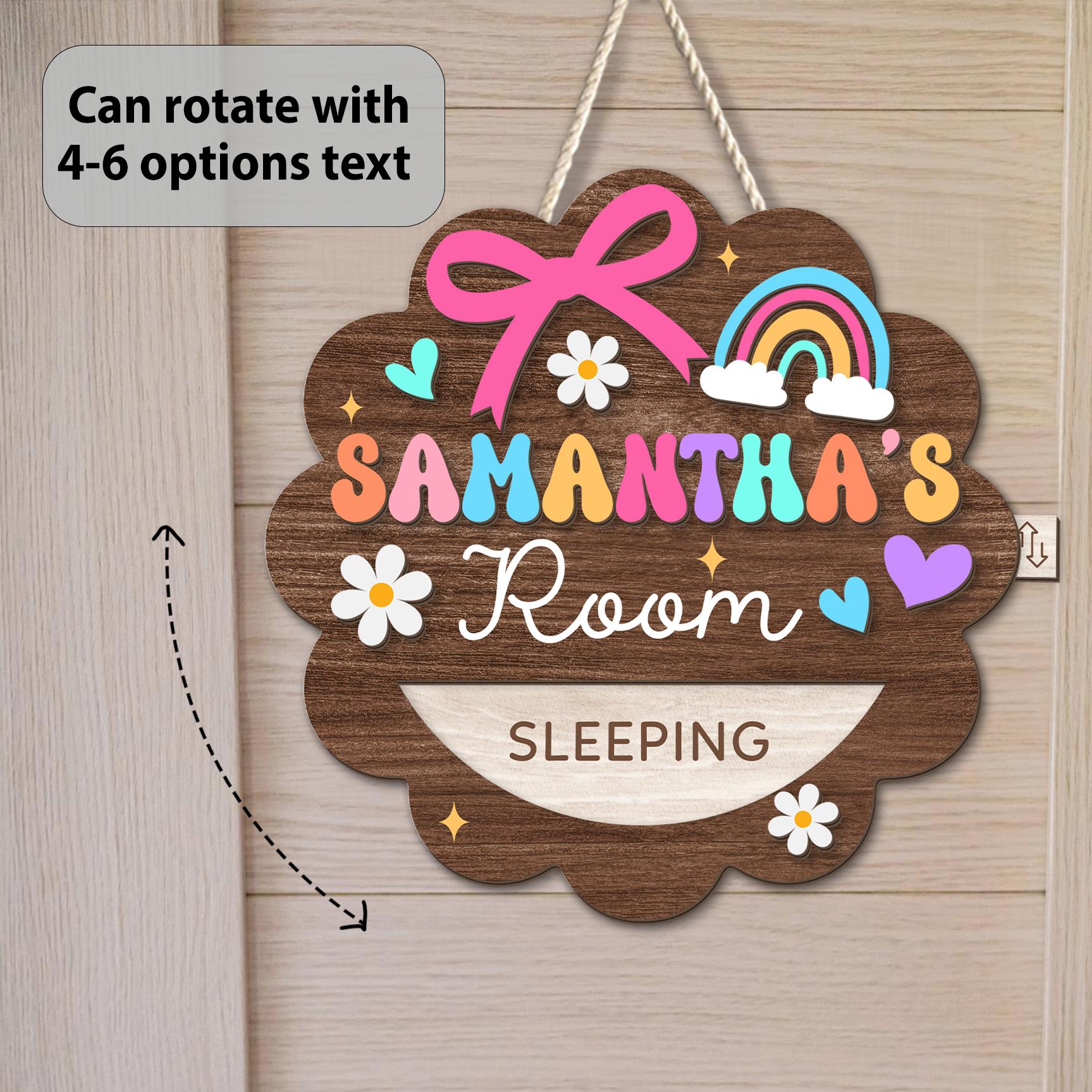Personalized Girl Door Sign, Custom Rotating Name Sign, Kids Bedroom ...