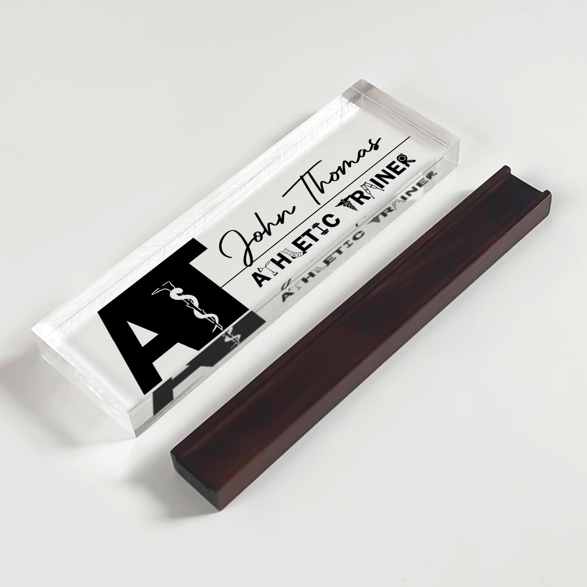 Personalized Athletic Trainer Desk Name Plate, Custom AT Gift, Sports Medicine Gift for Trainers, Trainer Staff Gift, Medical Desk Name Sign